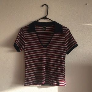 Forever 21 Collared/Polo Ribbed Striped Shirt